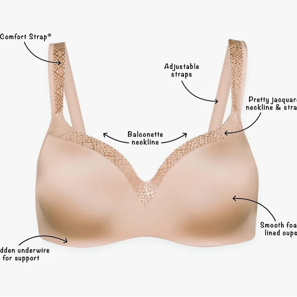 PLAYTEX Women's Secrets Underwire Full-coverage Balconette T-Shirt Bra Size 40DD
